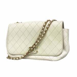 Chanel Matelassé Chain Shoulder Bag, Leather, White, Women's, P2765859